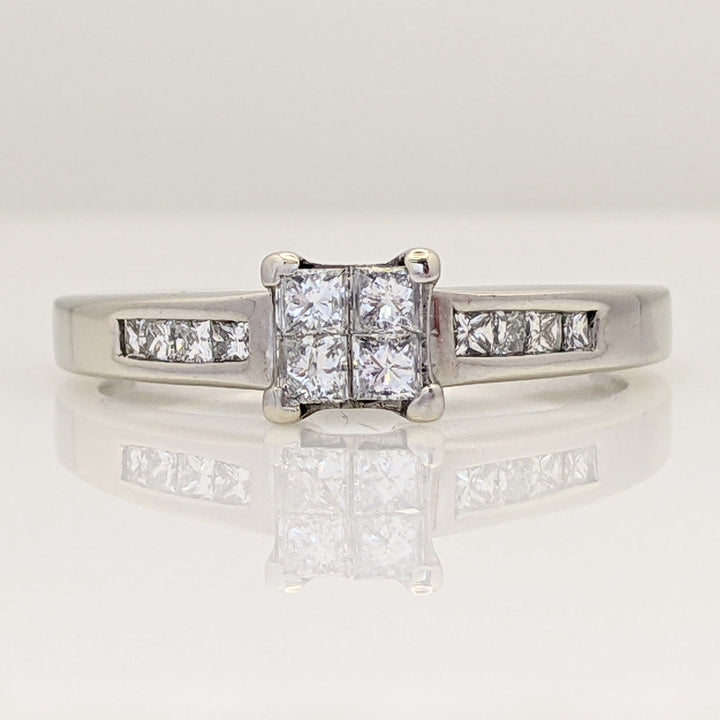 14K WHITE .72 CARAT TOTAL WEIGHT I1 I DIAMOND PRINCESS CUT (12) TENSION ESTATE RING 4.7 GRAMS