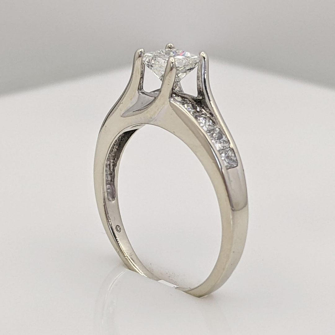 14K WHITE 1.00 CARAT TOTAL WEIGHT SI2 H DIAMOND PRINCESS CUT (11) ESTATE RING 2.9 GRAMS