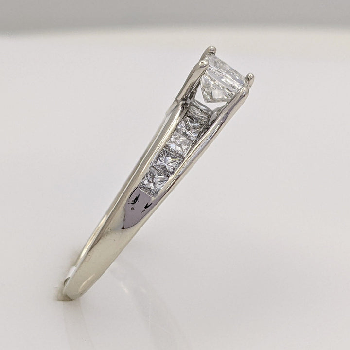 14K WHITE 1.00 CARAT TOTAL WEIGHT SI2 H DIAMOND PRINCESS CUT (11) ESTATE RING 2.9 GRAMS