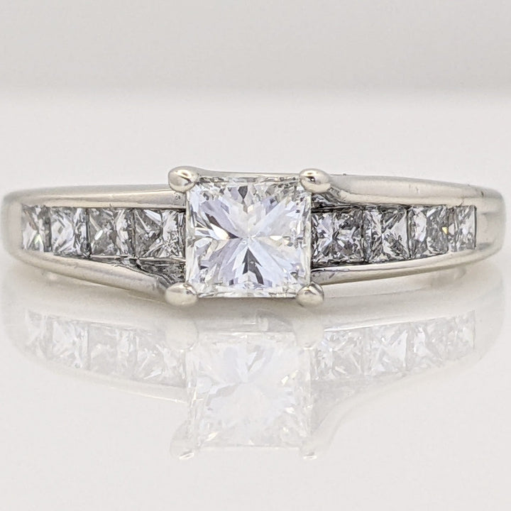 14K WHITE 1.00 CARAT TOTAL WEIGHT SI2 H DIAMOND PRINCESS CUT (11) ESTATE RING 2.9 GRAMS