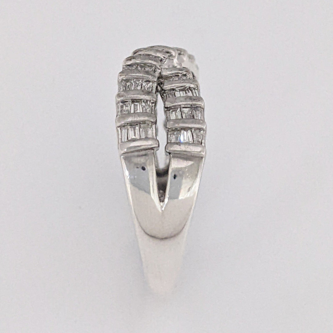 STERLING SILVER 1.00 CARAT TOTAL WEIGHT DIAMOND BAGUETTE (52) ESTATE CRISS CROSS ESTATE BAND 4.3 GRAMS