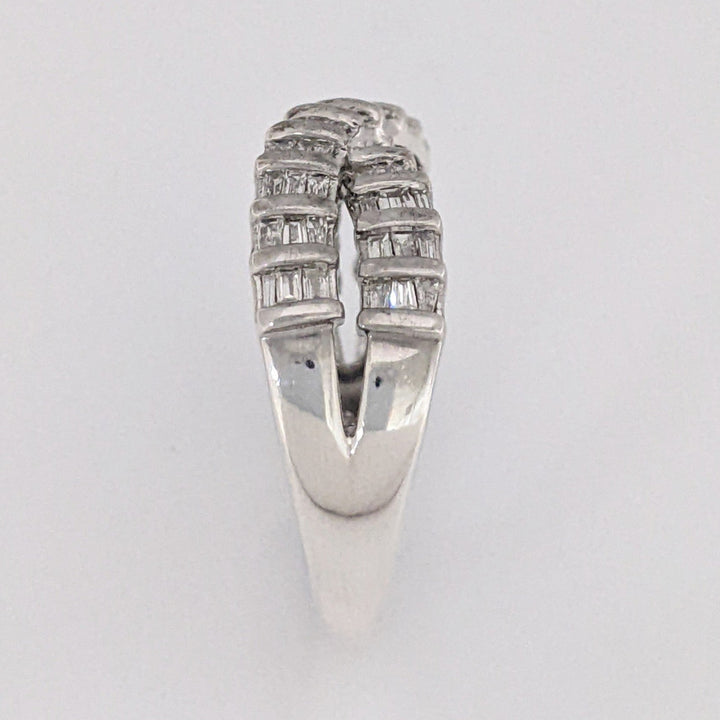 STERLING SILVER 1.00 CARAT TOTAL WEIGHT DIAMOND BAGUETTE (52) ESTATE CRISS CROSS ESTATE BAND 4.3 GRAMS