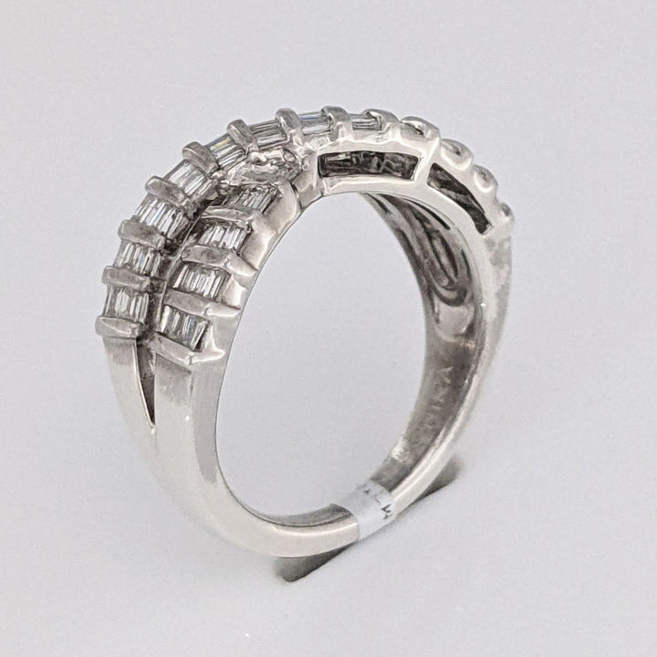 STERLING SILVER 1.00 CARAT TOTAL WEIGHT DIAMOND BAGUETTE (52) ESTATE CRISS CROSS ESTATE BAND 4.3 GRAMS