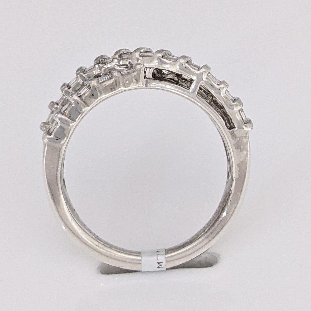 STERLING SILVER 1.00 CARAT TOTAL WEIGHT DIAMOND BAGUETTE (52) ESTATE CRISS CROSS ESTATE BAND 4.3 GRAMS