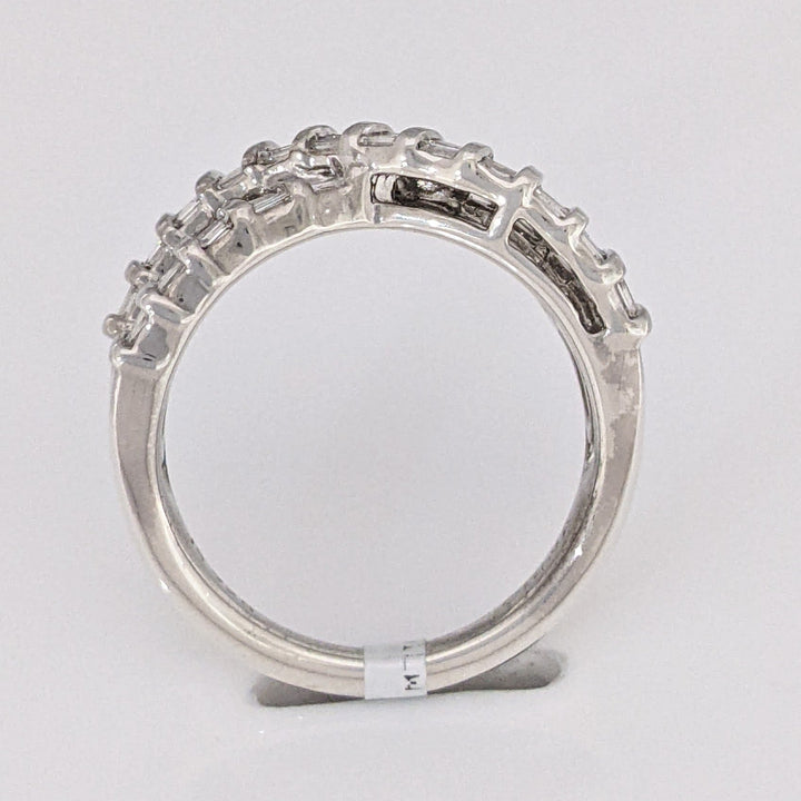 STERLING SILVER 1.00 CARAT TOTAL WEIGHT DIAMOND BAGUETTE (52) ESTATE CRISS CROSS ESTATE BAND 4.3 GRAMS
