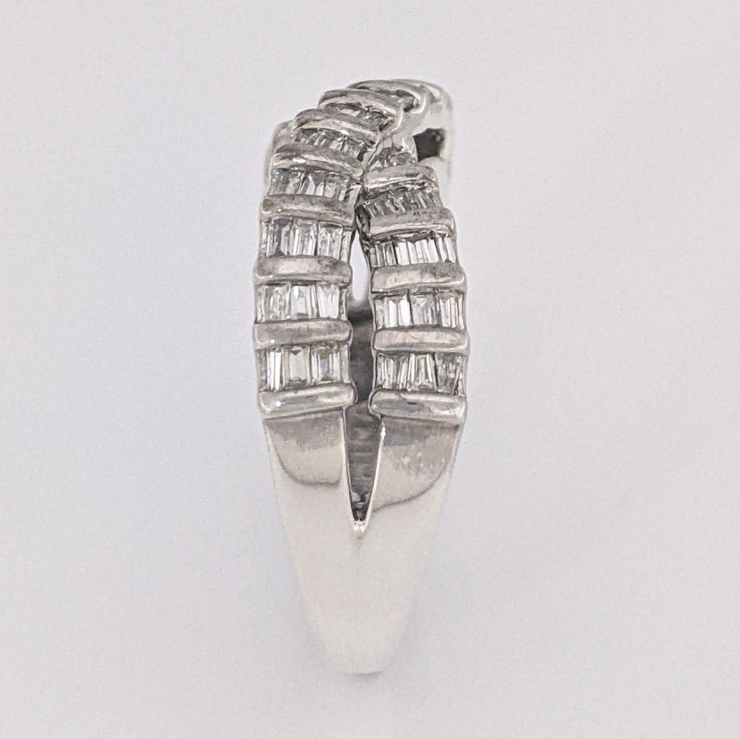 STERLING SILVER 1.00 CARAT TOTAL WEIGHT DIAMOND BAGUETTE (52) ESTATE CRISS CROSS ESTATE BAND 4.3 GRAMS