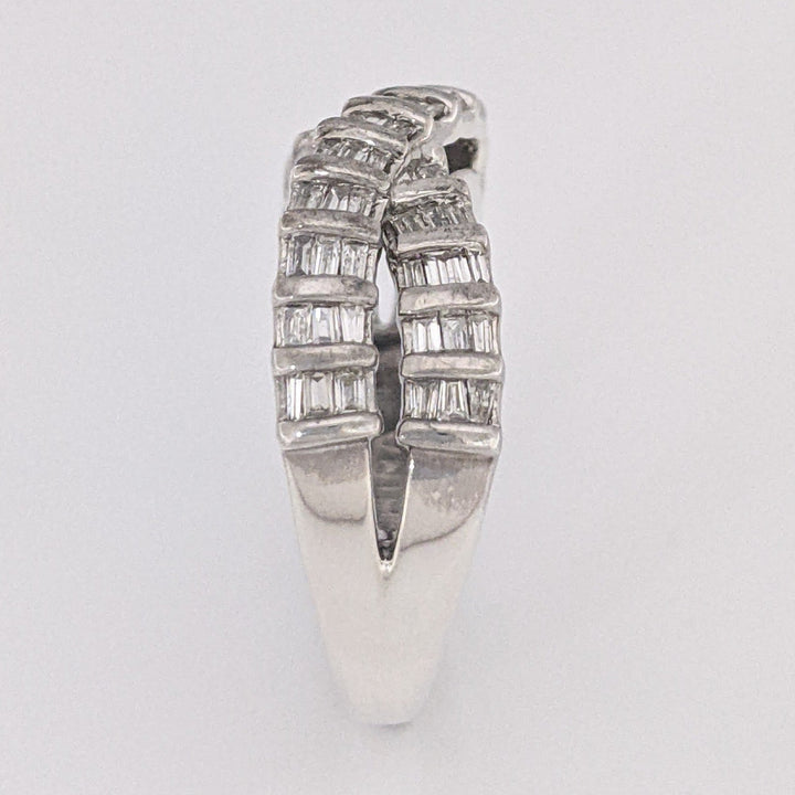 STERLING SILVER 1.00 CARAT TOTAL WEIGHT DIAMOND BAGUETTE (52) ESTATE CRISS CROSS ESTATE BAND 4.3 GRAMS