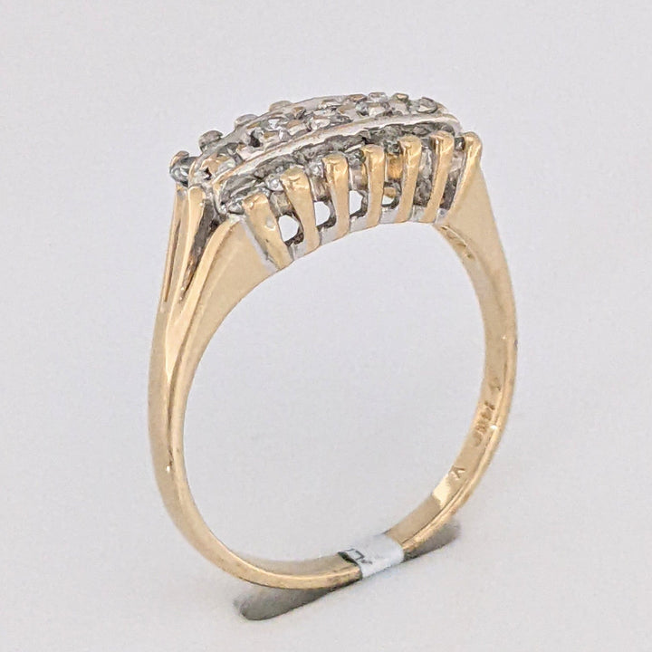 14K .51 CARAT TOTAL WEIGHT I1 I DIAMOND ROUND (19) 3-ROW ESTATE RING 3.2 GRAMS