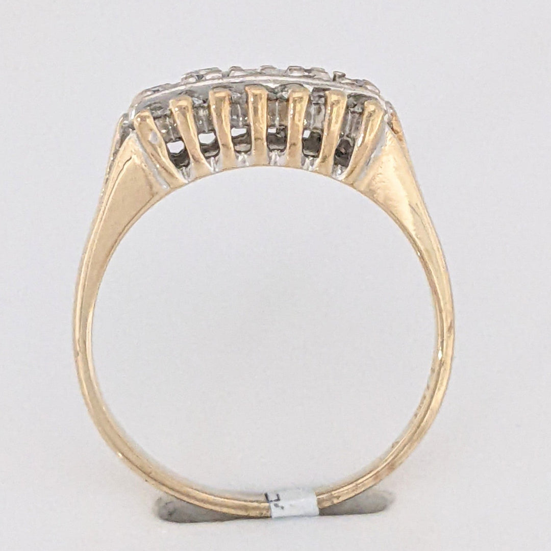 14K .51 CARAT TOTAL WEIGHT I1 I DIAMOND ROUND (19) 3-ROW ESTATE RING 3.2 GRAMS