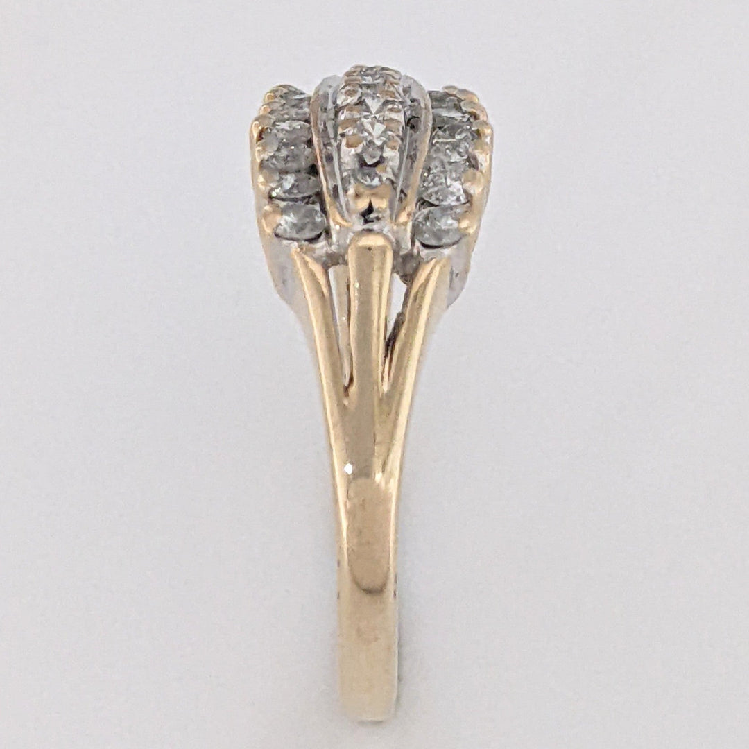 14K .51 CARAT TOTAL WEIGHT I1 I DIAMOND ROUND (19) 3-ROW ESTATE RING 3.2 GRAMS