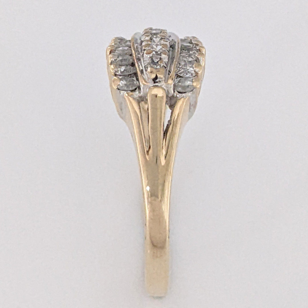 14K .51 CARAT TOTAL WEIGHT I1 I DIAMOND ROUND (19) 3-ROW ESTATE RING 3.2 GRAMS