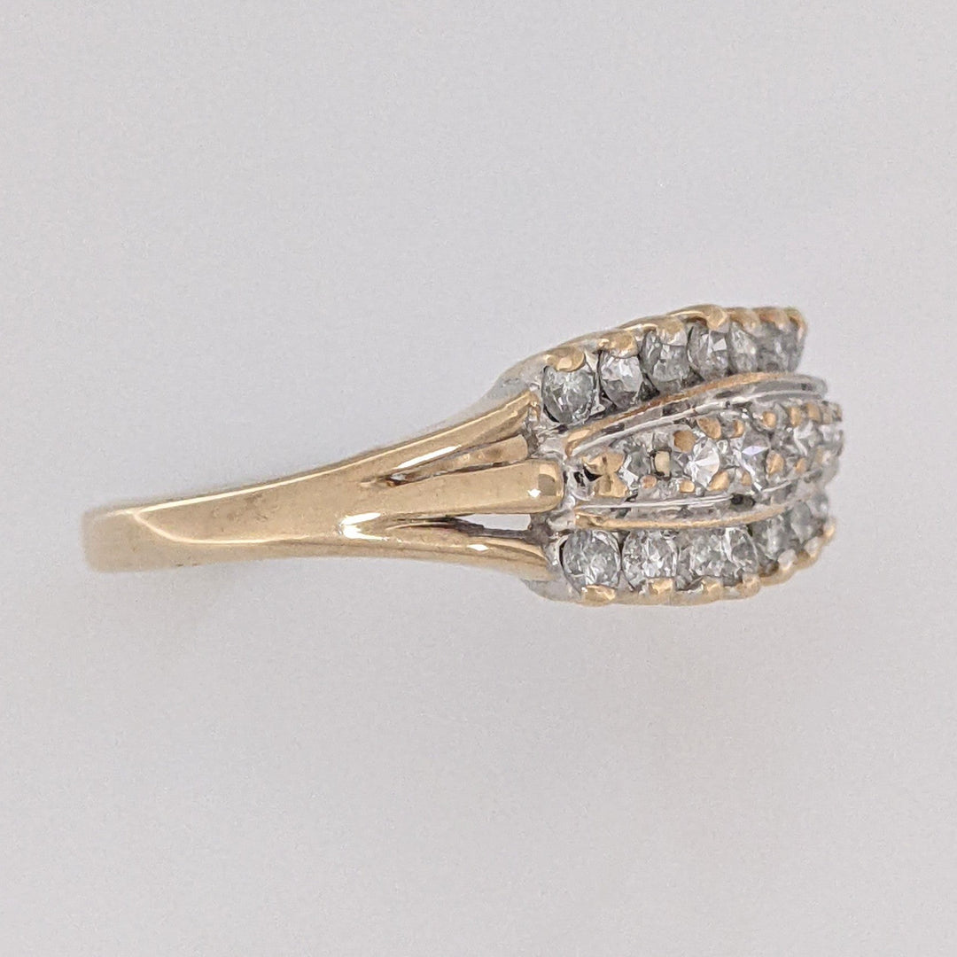 14K .51 CARAT TOTAL WEIGHT I1 I DIAMOND ROUND (19) 3-ROW ESTATE RING 3.2 GRAMS