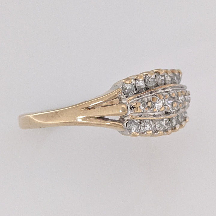 14K .51 CARAT TOTAL WEIGHT I1 I DIAMOND ROUND (19) 3-ROW ESTATE RING 3.2 GRAMS