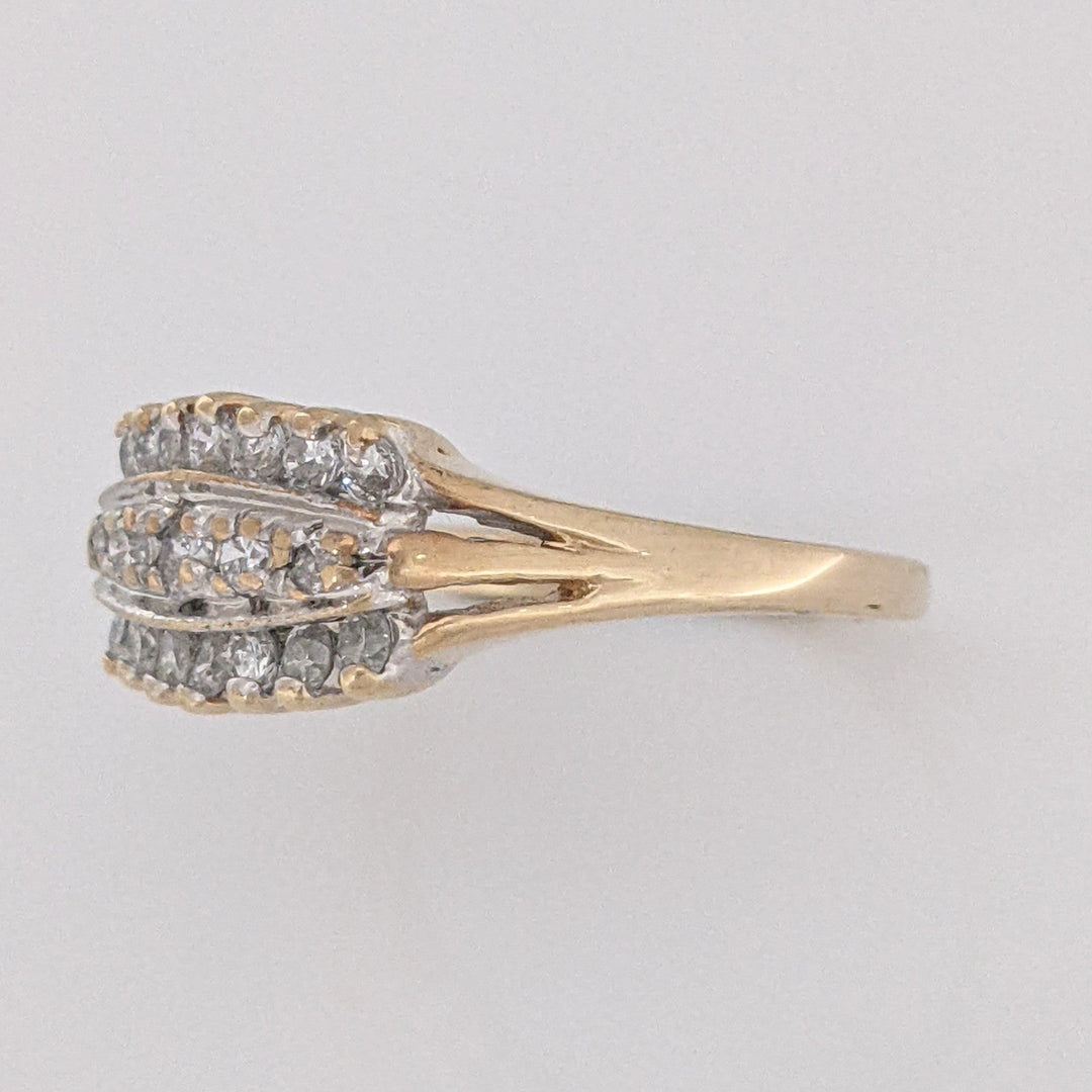 14K .51 CARAT TOTAL WEIGHT I1 I DIAMOND ROUND (19) 3-ROW ESTATE RING 3.2 GRAMS