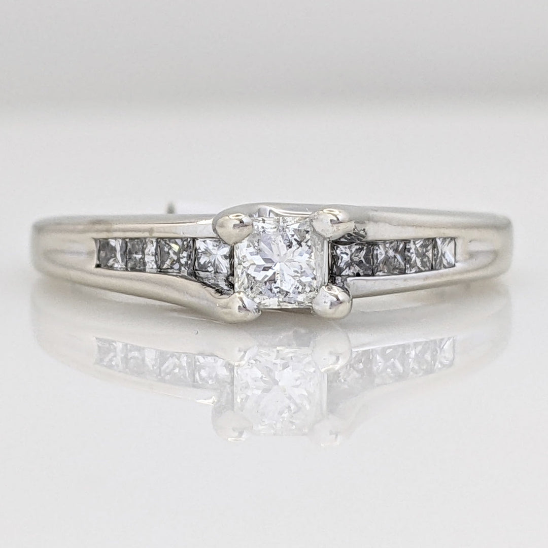 14K WHITE .55 CARAT TOTAL WEIGHT I1 G DIAMOND PRINCESS CUT (11) ESTATE RING 3.4 GRAMS