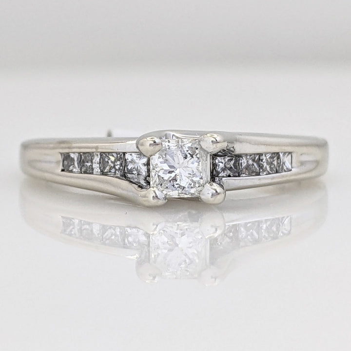 14K WHITE .55 CARAT TOTAL WEIGHT I1 G DIAMOND PRINCESS CUT (11) ESTATE RING 3.4 GRAMS