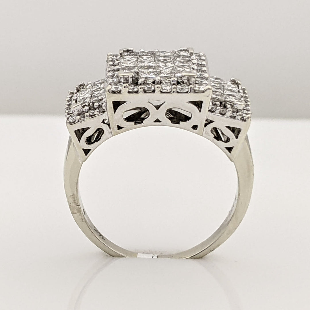 14K WHITE 1.46 CARAT TOTAL WEIGHT I1 H DIAMOND ROUND (52) PRINCESS CUT (36) ESTATE RING 7.6 GRAMS