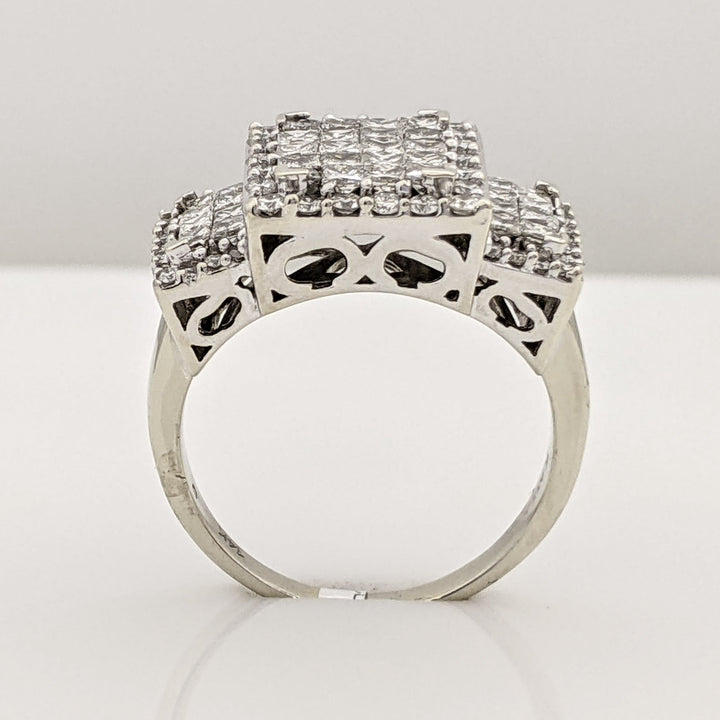 14K WHITE 1.46 CARAT TOTAL WEIGHT I1 H DIAMOND ROUND (52) PRINCESS CUT (36) ESTATE RING 7.6 GRAMS