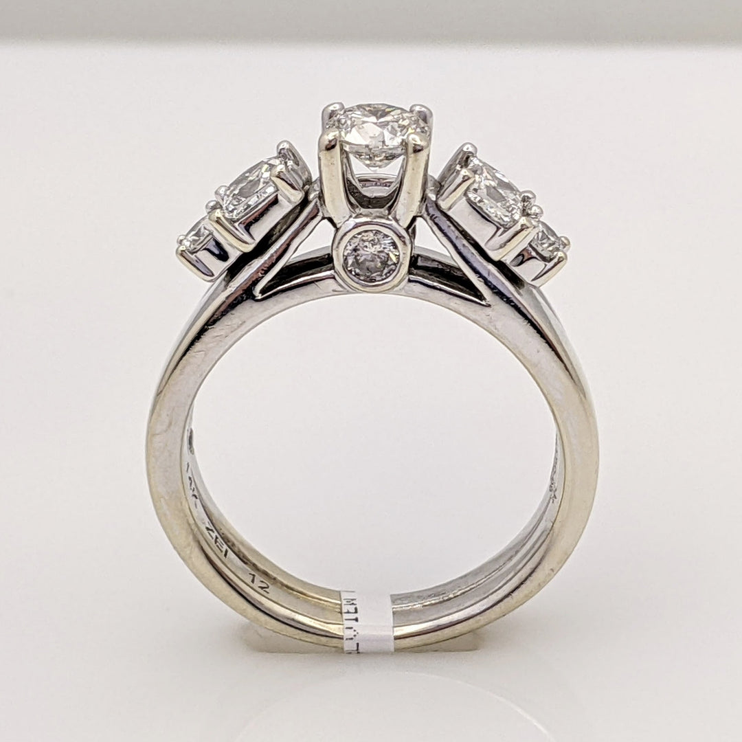 14K WHITE 1.00 CARAT TOTAL WEIGHT SI1 G DIAMOND ROUND (5) PRINCESS CUT (2) ESTATE RING 6.9 GRAMS
