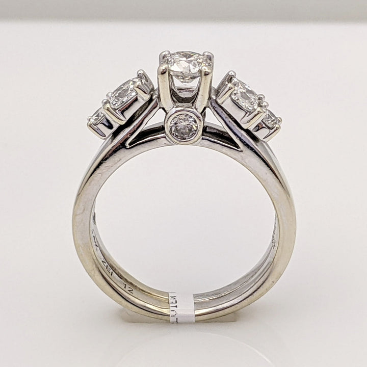 14K WHITE 1.00 CARAT TOTAL WEIGHT SI1 G DIAMOND ROUND (5) PRINCESS CUT (2) ESTATE RING 6.9 GRAMS