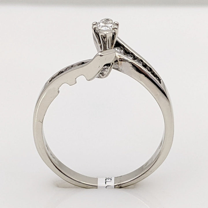 14K WHITE .39 CARAT TOTAL WEIGHT SI1 G DIAMOND MARQUISE CUT WITH (12) ROUND ESTATE RING 3.1 GRAMS
