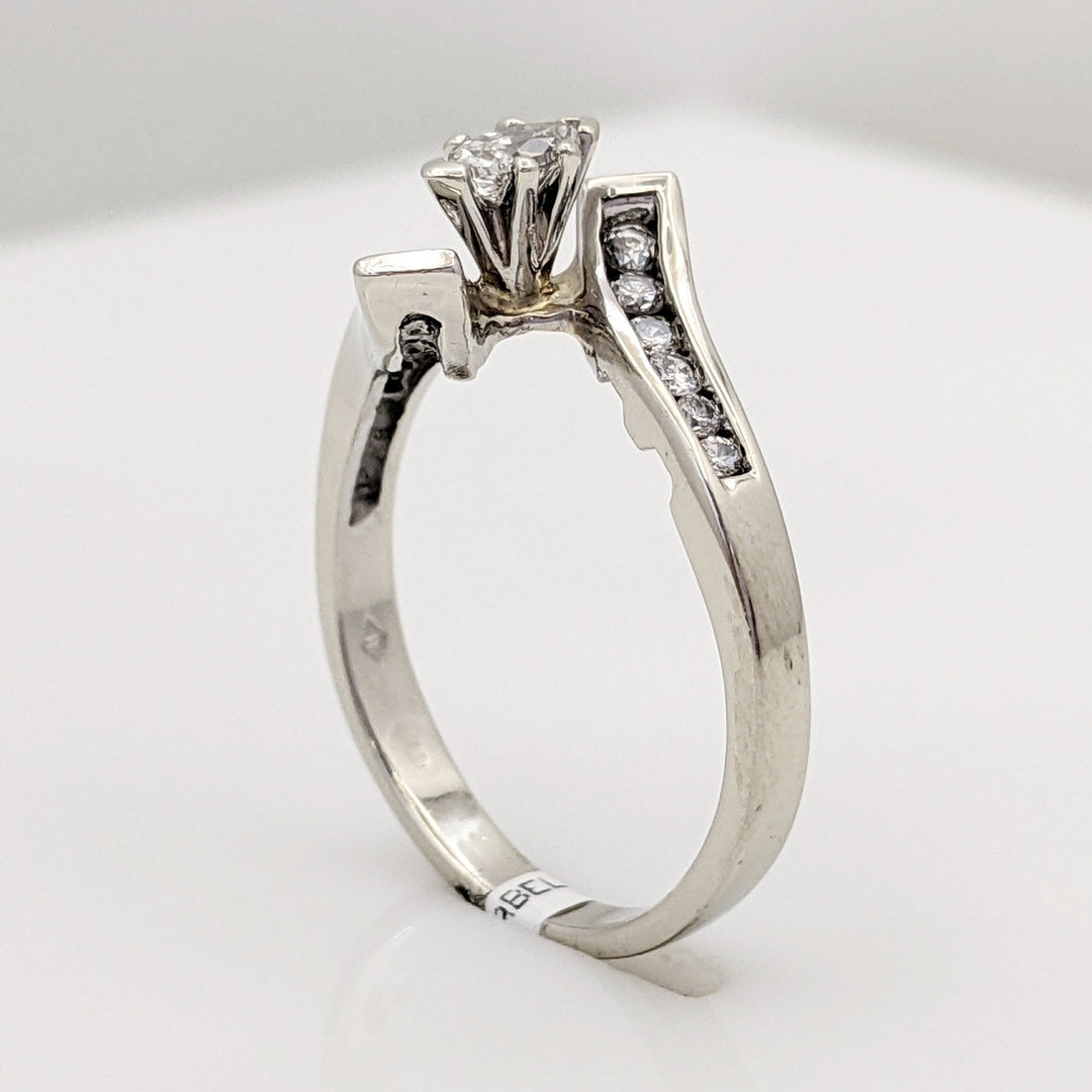 14K WHITE .39 CARAT TOTAL WEIGHT SI1 G DIAMOND MARQUISE CUT WITH (12) ROUND ESTATE RING 3.1 GRAMS