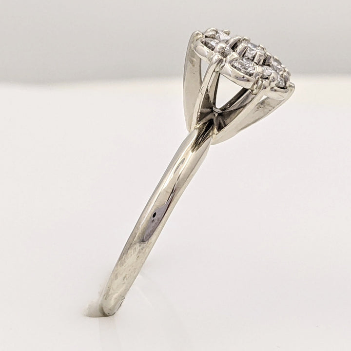 14K WHITE .49 CARAT TOTAL WEIGHT SI2 G DIAMOND ROUND (7) FLOWER CLUSTER ESTATE RING 2.7 GRAMS