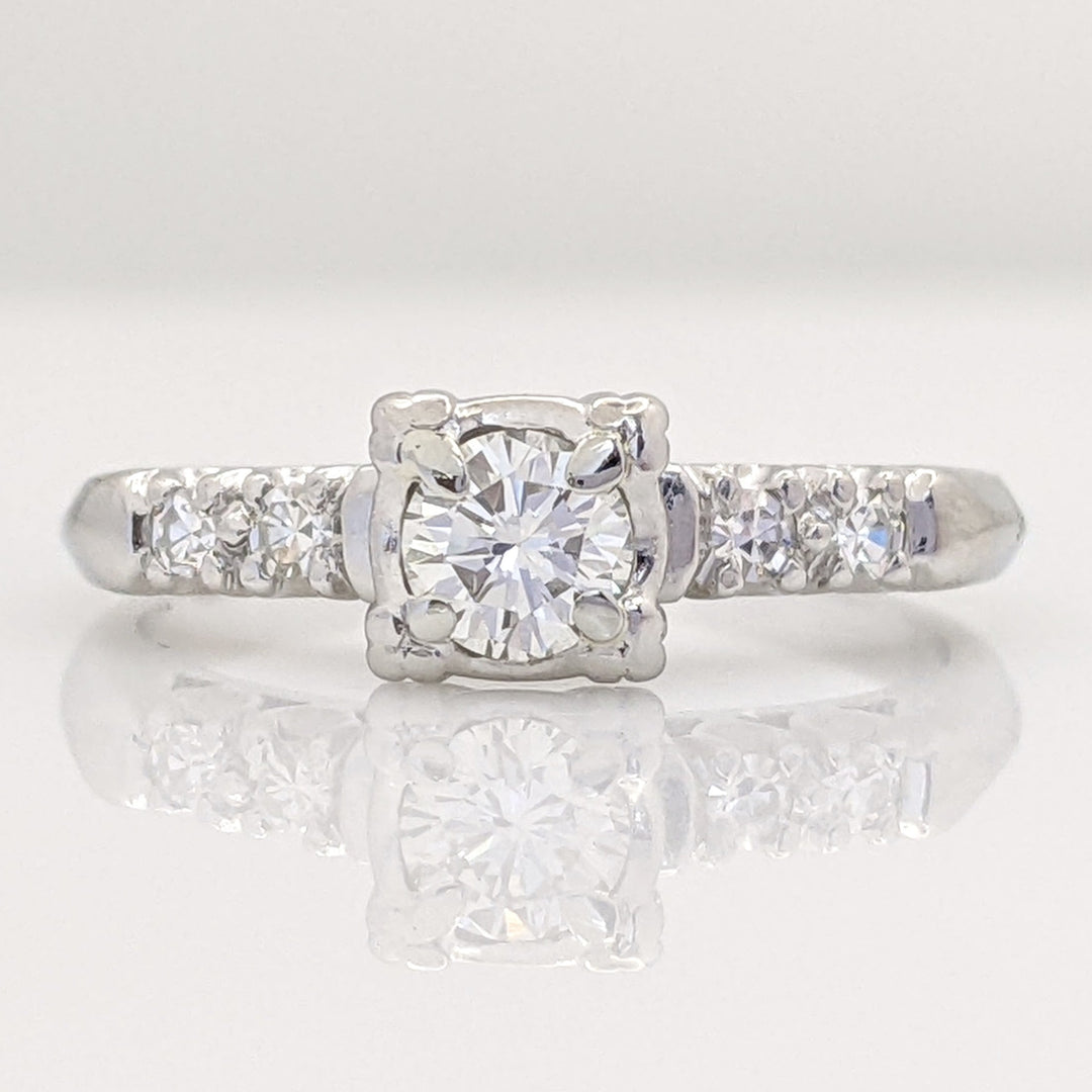 PLATINUM .38 CARAT TOTAL WEIGHT VS2-SI1 J DIAMOND ROUND (5) ESTATE RING 3.9 GRAMS