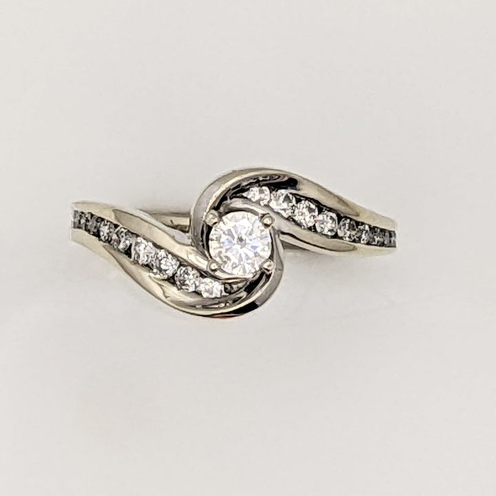 14K WHITE .45 CARAT TOTAL WEIGHT I1 F DIAMOND ROUND (21) BYPASS ESTATE RING 3.6 GRAMS