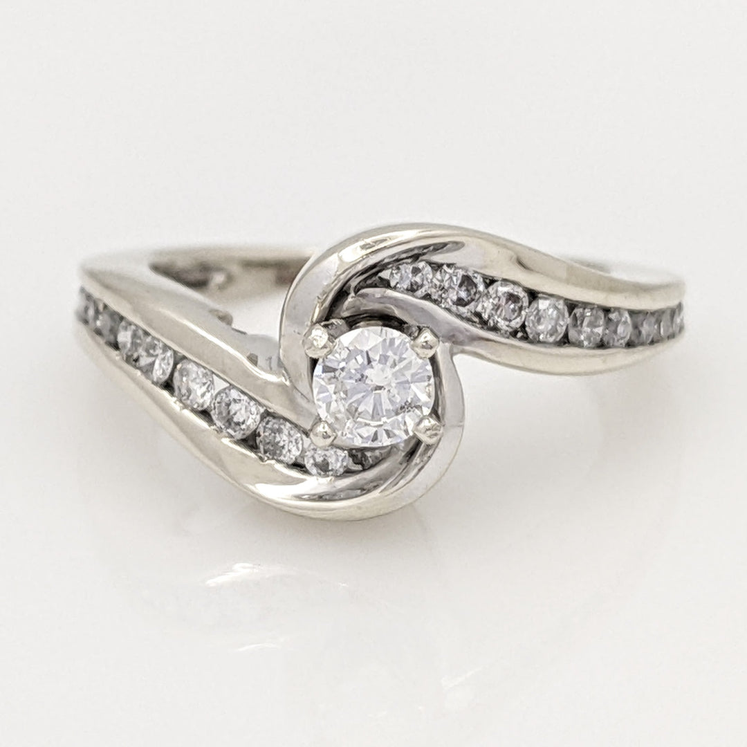 14K WHITE .45 CARAT TOTAL WEIGHT I1 F DIAMOND ROUND (21) BYPASS ESTATE RING 3.6 GRAMS