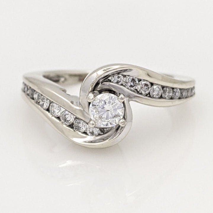 14K WHITE .45 CARAT TOTAL WEIGHT I1 F DIAMOND ROUND (21) BYPASS ESTATE RING 3.6 GRAMS