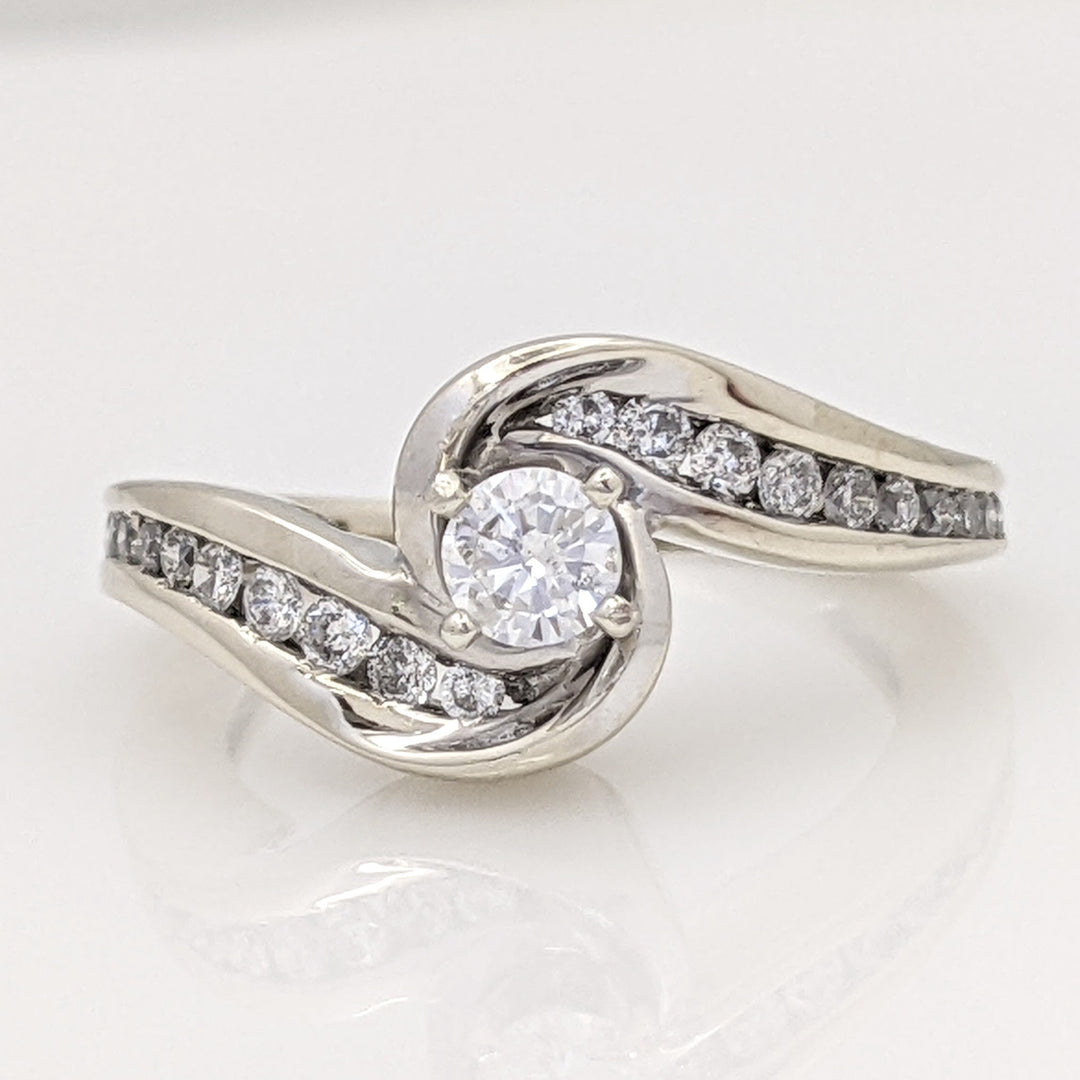 14K WHITE .45 CARAT TOTAL WEIGHT I1 F DIAMOND ROUND (21) BYPASS ESTATE RING 3.6 GRAMS