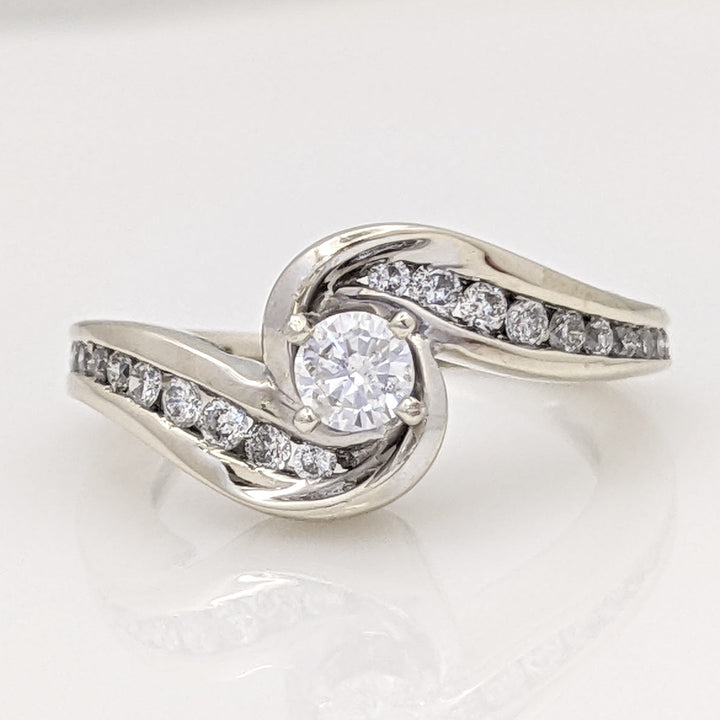 14K WHITE .45 CARAT TOTAL WEIGHT I1 F DIAMOND ROUND (21) BYPASS ESTATE RING 3.6 GRAMS