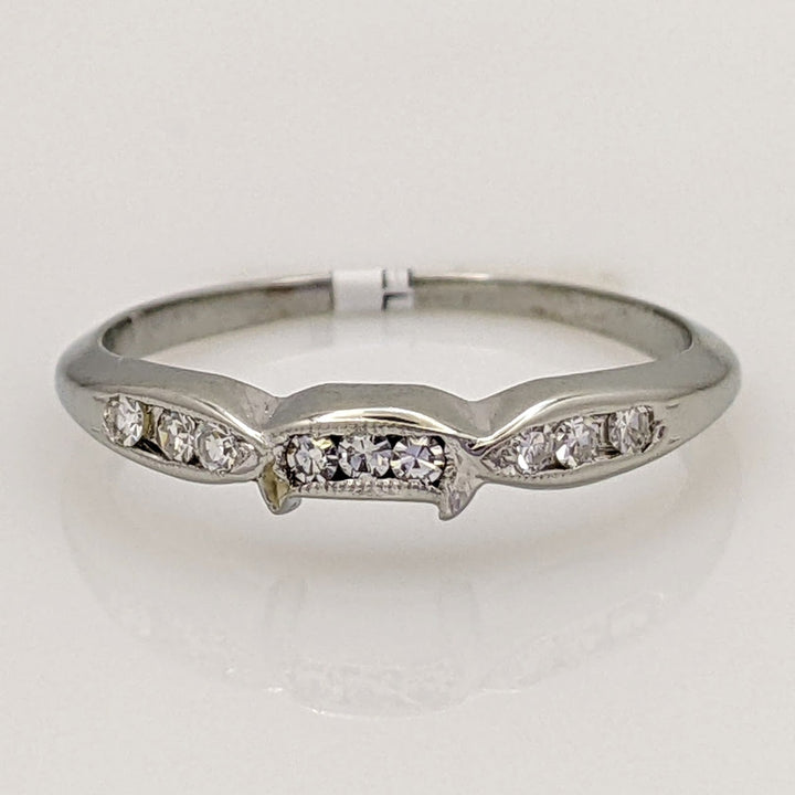18K WHITE .10 CARAT TOTAL WEIGHT VS1 H DIAMOND ROUND (9) KNOTCHED ESTATE BAND 1.7 GRAMS