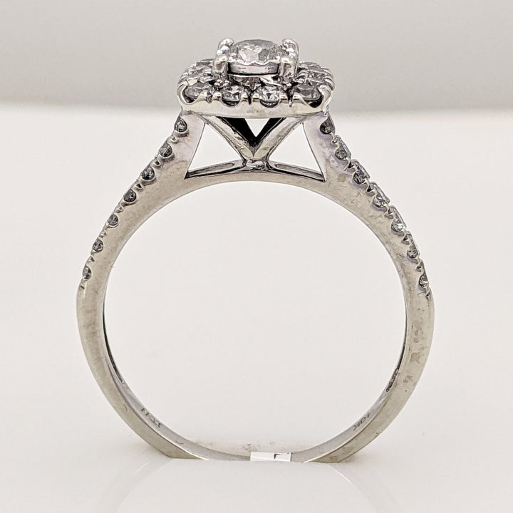 10K WHITE .69 CARAT TOTAL WEIGHT I1 I DIAMOND ROUND (27) ESTATE HALO RING 2.3 GRAMS