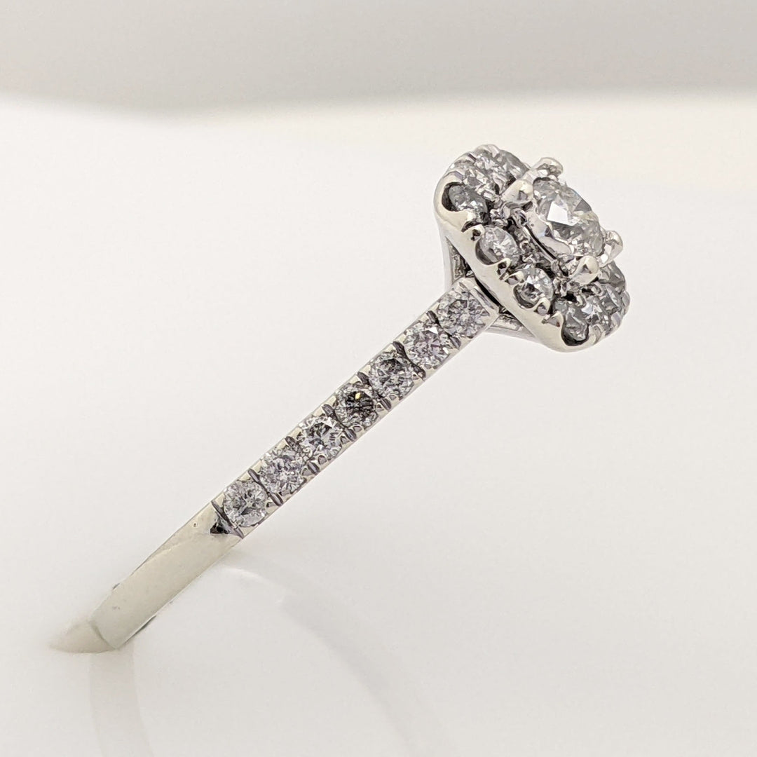 10K WHITE .69 CARAT TOTAL WEIGHT I1 I DIAMOND ROUND (27) ESTATE HALO RING 2.3 GRAMS