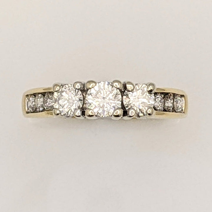 14K 1.00 CARAT TOTAL WEIGHT I1 E DIAMOND ROUND (9) ESTATE TRINITY RING 4.8 GRAMS