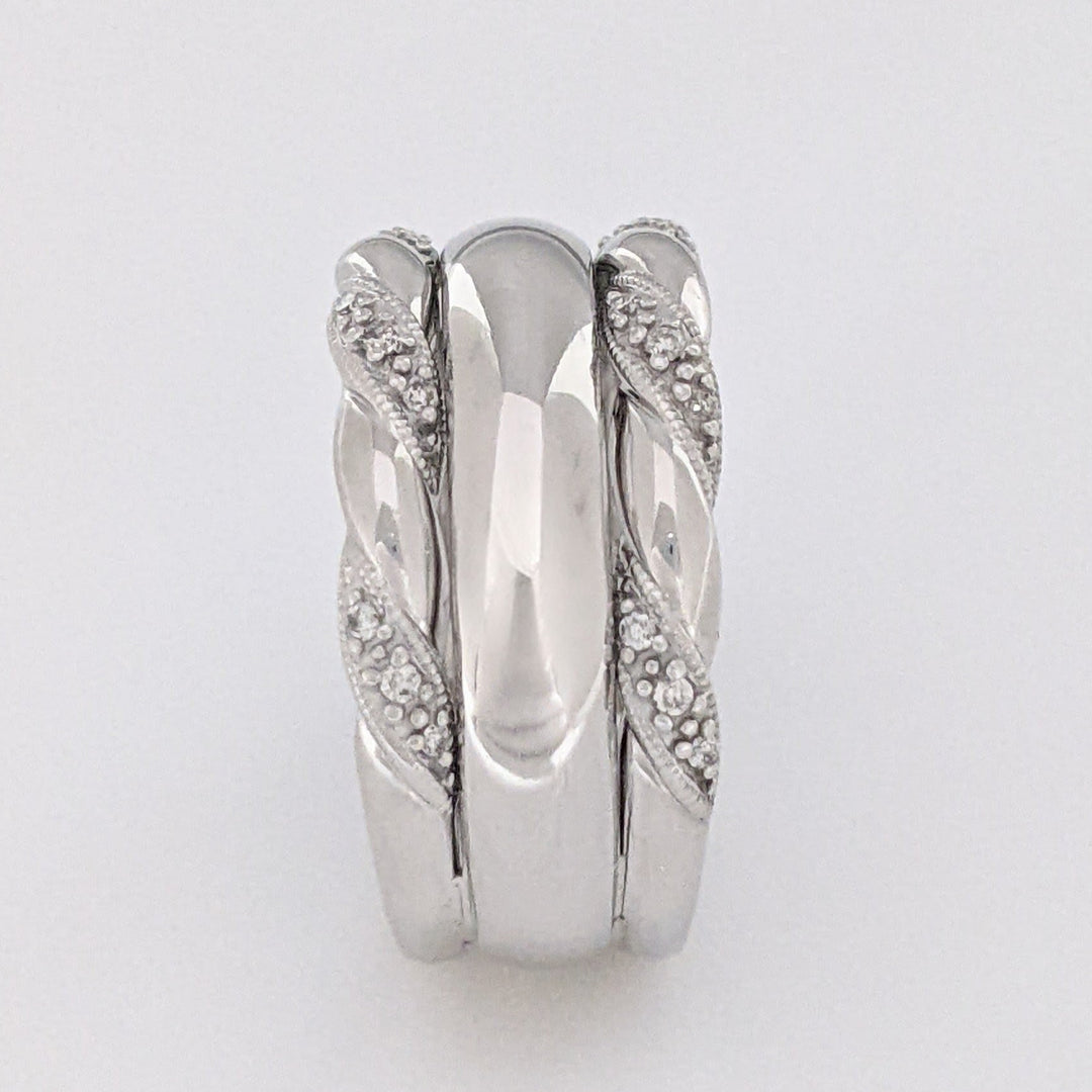 10K WHITE DIAMOND ROUND (18) 3-BAND SET 6.7 GRAMS