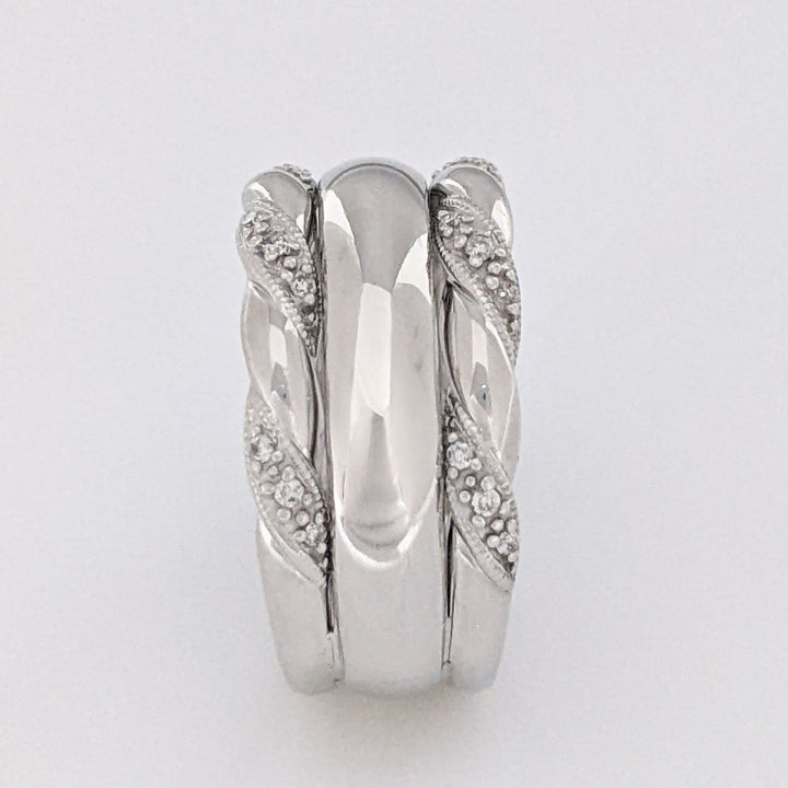 10K WHITE DIAMOND ROUND (18) 3-BAND SET 6.7 GRAMS