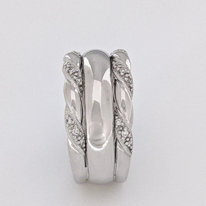 10K WHITE DIAMOND ROUND (18) 3-BAND SET 6.7 GRAMS