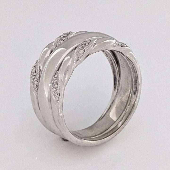 10K WHITE DIAMOND ROUND (18) 3-BAND SET 6.7 GRAMS