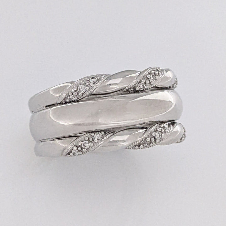 10K WHITE DIAMOND ROUND (18) 3-BAND SET 6.7 GRAMS