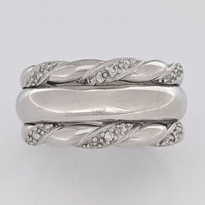 10K WHITE DIAMOND ROUND (18) 3-BAND SET 6.7 GRAMS