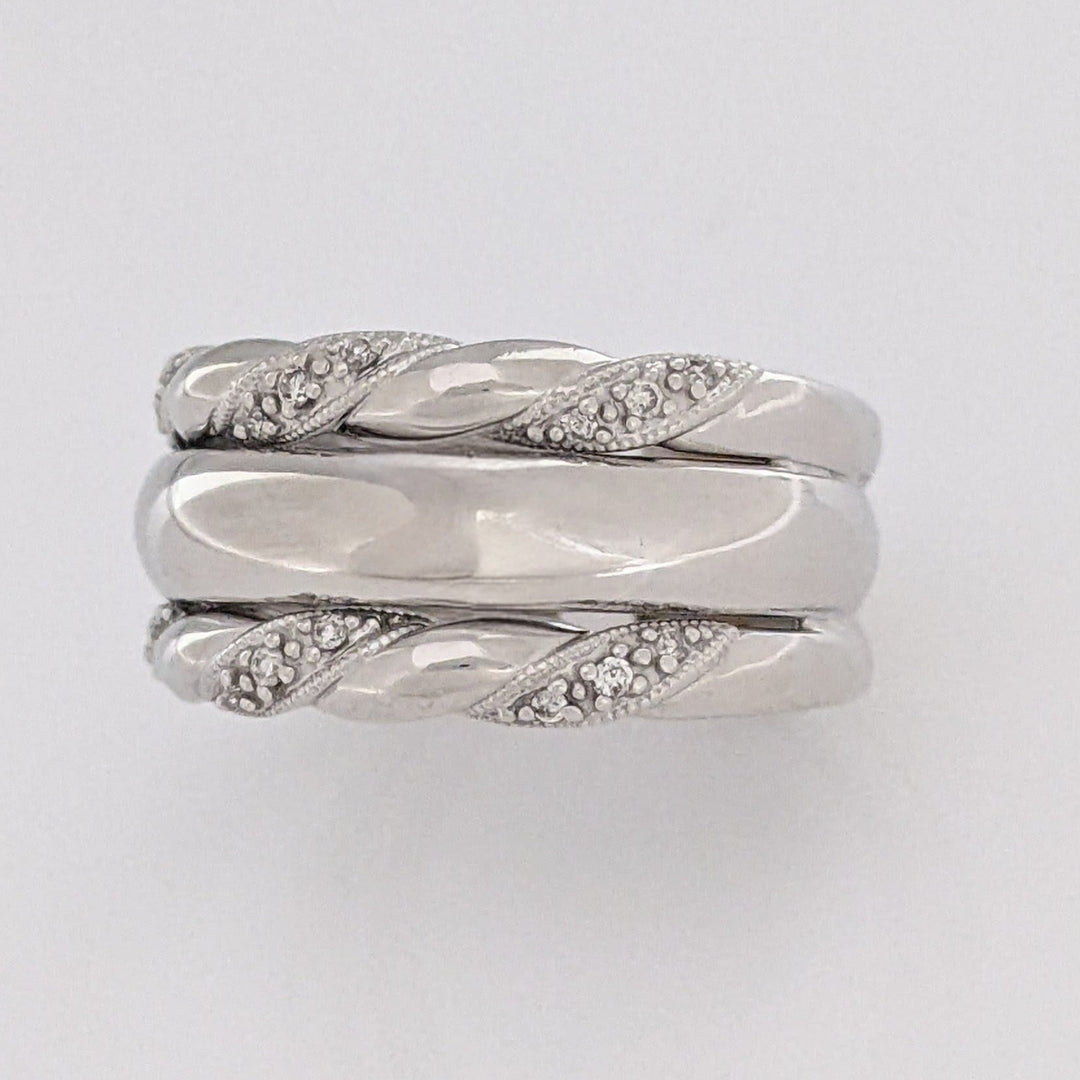 10K WHITE DIAMOND ROUND (18) 3-BAND SET 6.7 GRAMS