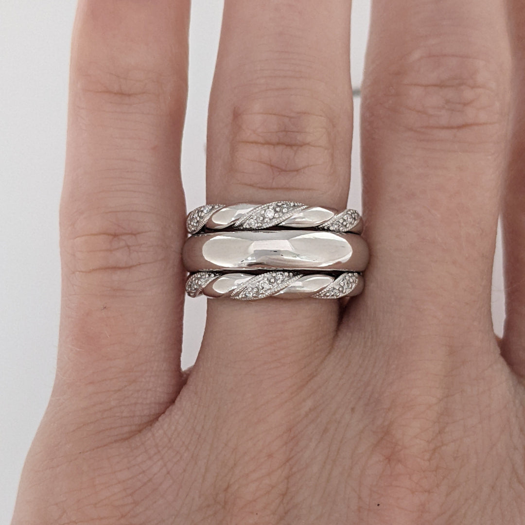 10K WHITE DIAMOND ROUND (18) 3-BAND SET 6.7 GRAMS
