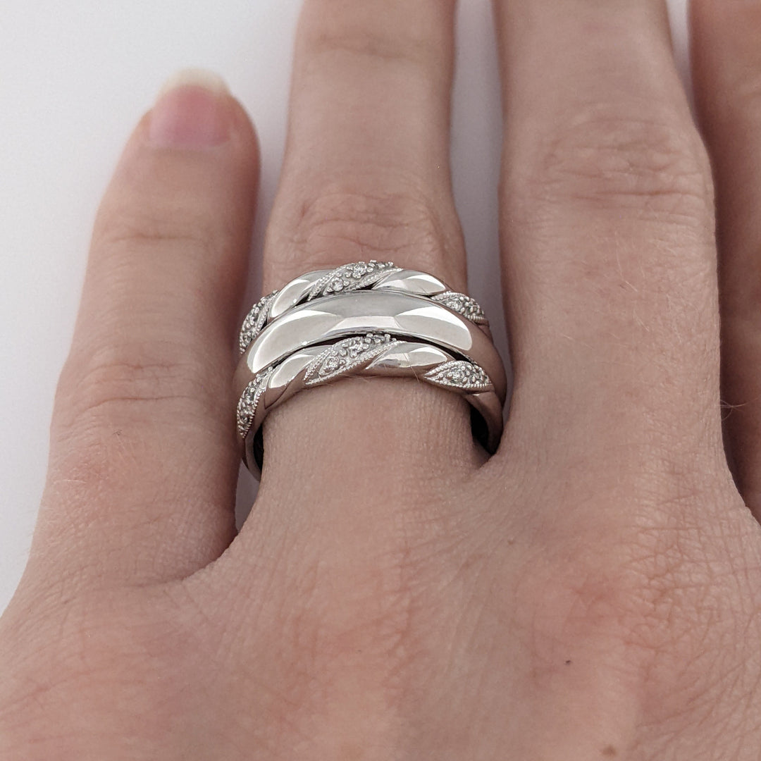 10K WHITE DIAMOND ROUND (18) 3-BAND SET 6.7 GRAMS