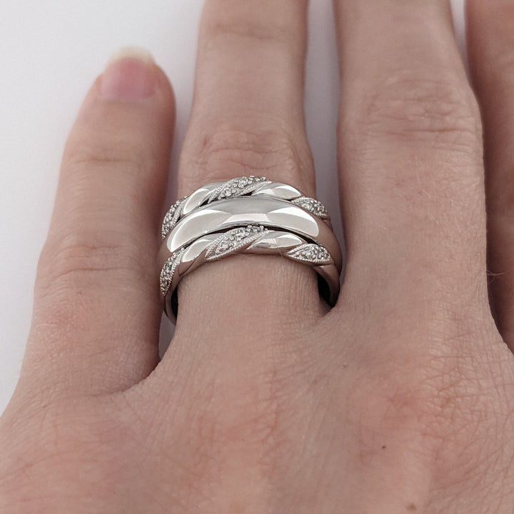 10K WHITE DIAMOND ROUND (18) 3-BAND SET 6.7 GRAMS