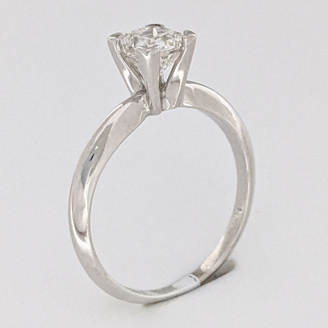 14K WHITE .85 CARAT TOTAL I1 H DIAMOND PRINCESS CUT SOLITAIRE ESTATE RING 2.8 GRAMS