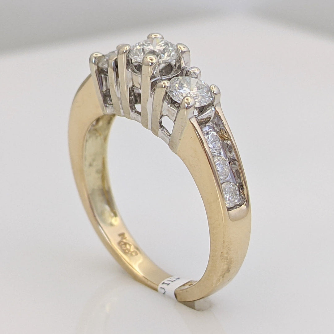 14K 1.00 CARAT TOTAL WEIGHT I1 E DIAMOND ROUND (9) ESTATE TRINITY RING 4.8 GRAMS