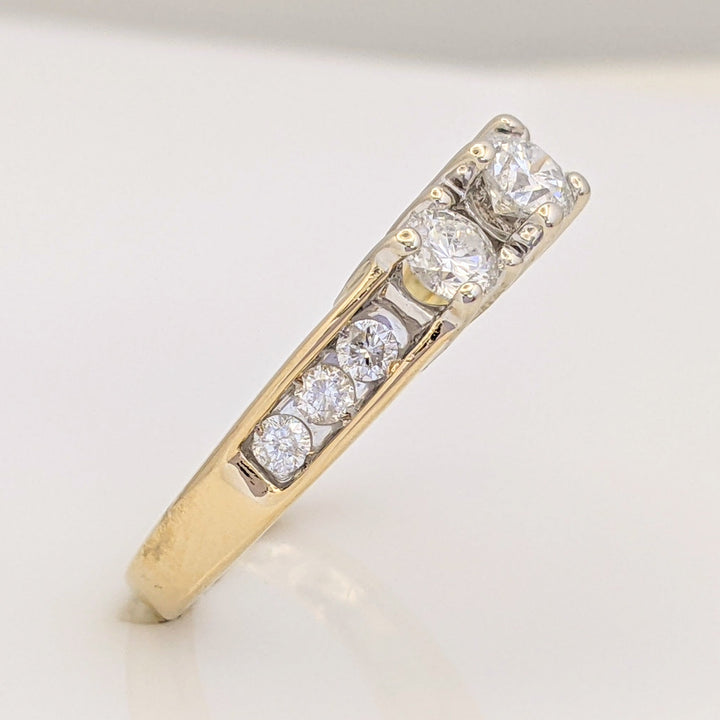 14K 1.00 CARAT TOTAL WEIGHT I1 E DIAMOND ROUND (9) ESTATE TRINITY RING 4.8 GRAMS
